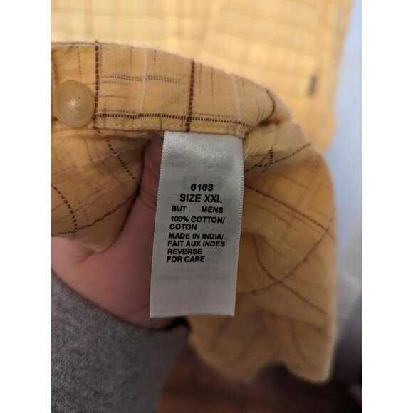 Woolrich Men’s Plaid Short Sleeve Button Down Shirt Size XXL Yellow 100% Cotton - Picture 8 of 16